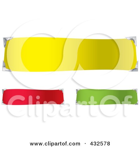 Royalty-Free (RF) Clipart Illustration of a Digital Collage Of Three Colorful Blank Banners With Place Holders by michaeltravers