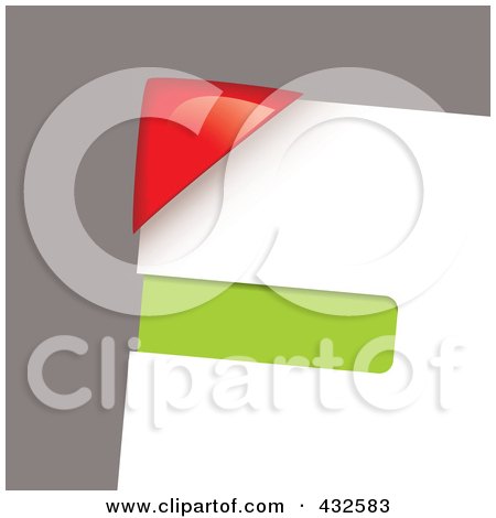 Royalty-Free (RF) Clipart Illustration of a Red Corner Protector On A Sheet Of Paper Over Gray - 2 by michaeltravers