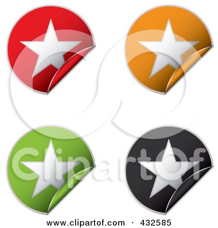 Royalty-Free (RF) Clipart Illustration of a Digital Collage Of Colorful Peeling Star Stickers by michaeltravers