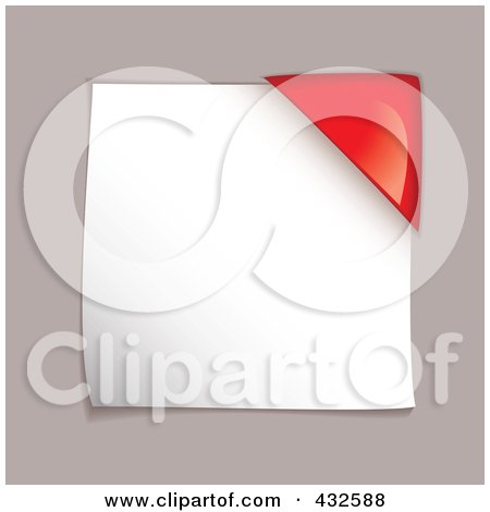 Royalty-Free (RF) Clipart Illustration of a Red Corner Protector On A Sheet Of Paper Over Gray - 1 by michaeltravers