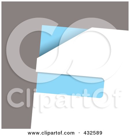 Royalty-Free (RF) Clipart Illustration of a Blue And White Paper Corner With Slot On Gray by michaeltravers