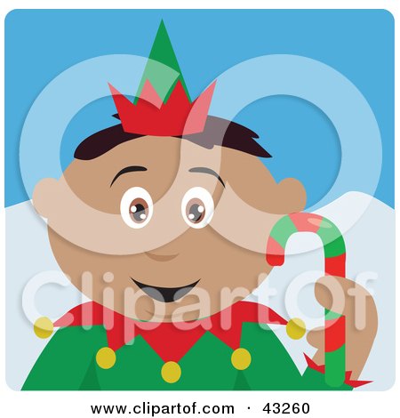 Clipart Illustration of a Hispanic Boy Dressed As A Christmas Elf by Dennis Holmes Designs