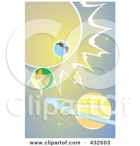 Royalty-Free (RF) Clipart Illustration of a Solar System Over Gradient Blue by xunantunich