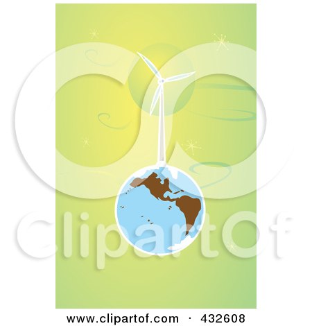 Royalty-Free (RF) Clipart Illustration of a Wind Turbine On Earth In Outer Space by xunantunich