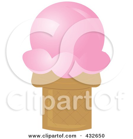 Royalty-Free (RF) Clipart Illustration of a Strawberry Sugar Ice Cream Cone by Pams Clipart