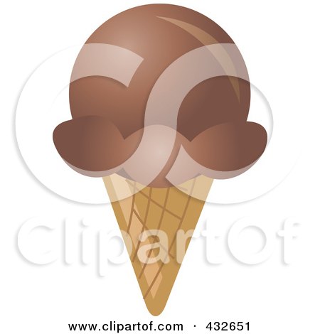 Royalty-Free (RF) Clipart Illustration of a Chocolate Waffle Ice Cream Cone by Pams Clipart