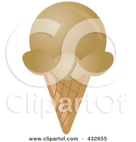 Royalty-Free (RF) Clipart Illustration of a Coffee Waffle Ice Cream Cone by Pams Clipart