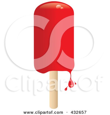 Royalty-Free (RF) Clipart Illustration of a Dripping Red Popsicle by Pams Clipart