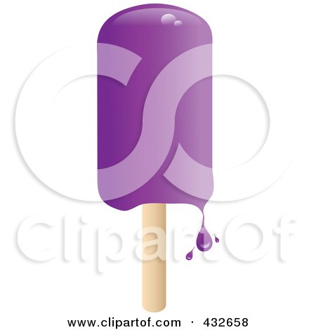 Royalty-Free (RF) Clipart Illustration of a Dripping Grape Popsicle by Pams Clipart
