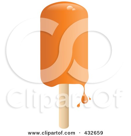 Royalty-Free (RF) Clipart Illustration of a Dripping Orange Popsicle by Pams Clipart