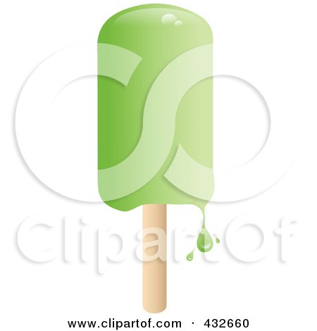 Royalty-Free (RF) Clipart Illustration of a Dripping Green Popsicle by Pams Clipart