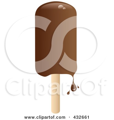 Royalty-Free (RF) Clipart Illustration of a Dripping Chocolate Popsicle by Pams Clipart