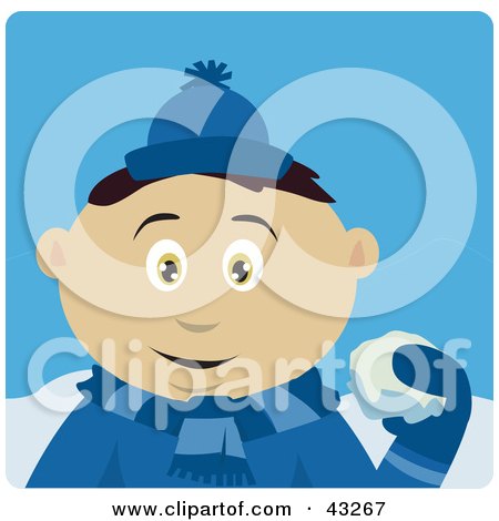 Clipart Illustration of a Mexican Boy Throwing Snowballs by Dennis Holmes Designs