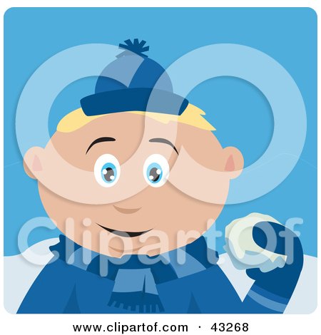 Clipart Illustration of a Caucasian Boy Throwing Snowballs by Dennis Holmes Designs