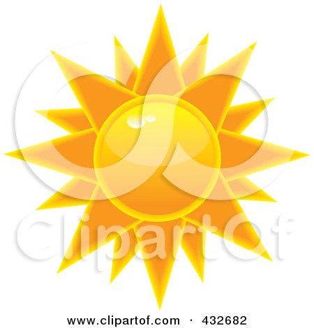Royalty-Free (RF) Clipart Illustration of a Hot Shiny Summer Sun by Pams Clipart