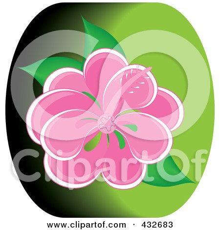 Royalty-Free (RF) Clipart Illustration of a Pretty Pink Hibiscus Flower On Green by Pams Clipart