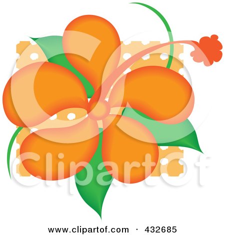Royalty-Free (RF) Clipart Illustration of a Pretty Orange Hibiscus Flower Logo by Pams Clipart