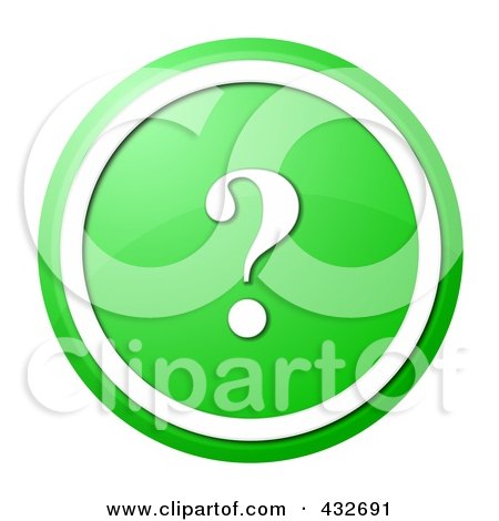 Royalty-Free (RF) Clipart Illustration of a Round Green Question Mark Icon Button by oboy