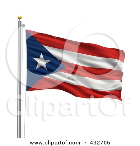 Royalty-Free (RF) Clipart Illustration of a 3d Flag Of Puerto Rico Waving On A Pole by stockillustrations