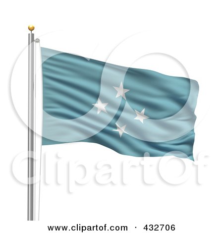 Royalty-Free (RF) Clipart Illustration of a 3d Flag Of Micronesia Waving On A Pole by stockillustrations