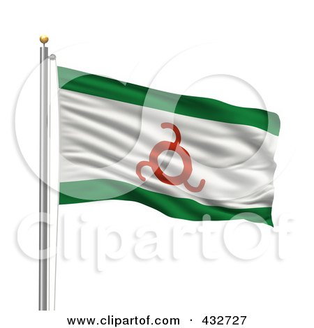Royalty-Free (RF) Clipart Illustration of a 3d Flag Of ingushetia Waving On A Pole by stockillustrations