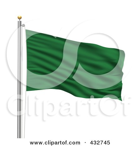 Royalty-Free (RF) Clipart Illustration of a 3d Flag Of Libya Waving On A Pole by stockillustrations