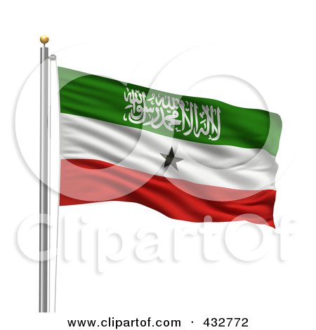 Royalty-Free (RF) Clipart Illustration of The Flag Of Somaliland Waving On A Pole by stockillustrations