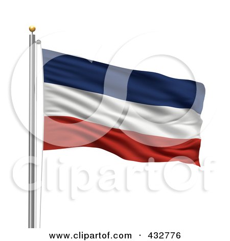 Royalty-Free (RF) Clipart Illustration of The Flag Of Serbia And Montenegro Waving On A Pole by stockillustrations
