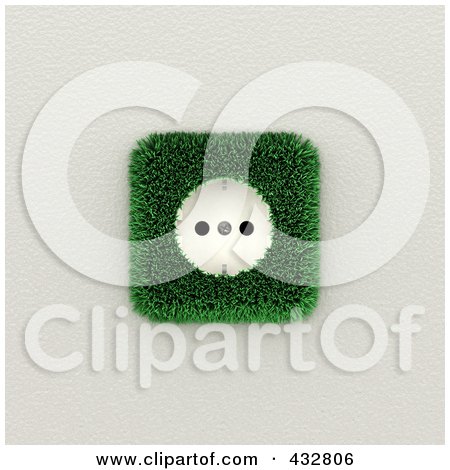 Royalty-Free (RF) Clipart Illustration of a 3d European Electrical Socket With Grass On A White Wall by stockillustrations