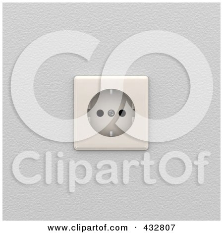 Royalty-Free (RF) Clipart Illustration of a 3d European Electrical Socket On A Wall by stockillustrations