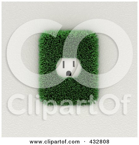 Royalty-Free (RF) Clipart Illustration of a 3d American Electrical Socket With Grass On A White Wall by stockillustrations
