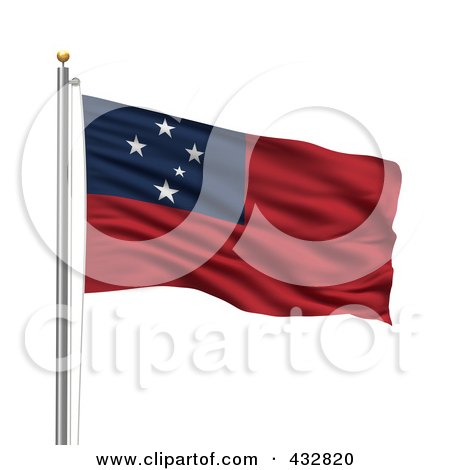 Royalty-Free (RF) Clipart Illustration of The Flag Of Western Samoa Waving On A Pole by stockillustrations