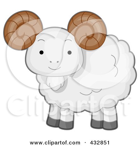 Royalty-Free (RF) Clipart Illustration of a Cute Baby Ram by BNP Design Studio