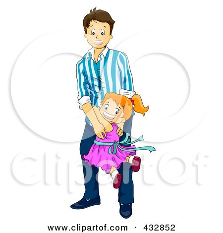 Royalty-Free (RF) Clipart Illustration of a Father Swinging His Daughter Around by BNP Design Studio