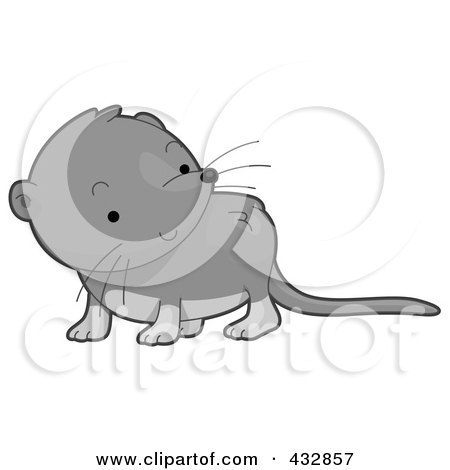 Royalty-Free (RF) Clipart Illustration of a Cute Gray Baby Shrew by BNP Design Studio