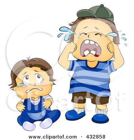 Royalty-Free (RF) Clipart Illustration of Baby And Toddler Boys Crying by BNP Design Studio