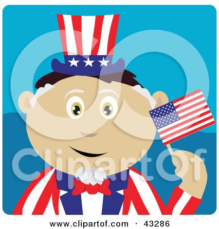 Clipart Illustration of a Mexican Boy In An Uncle Sam Costume by Dennis Holmes Designs