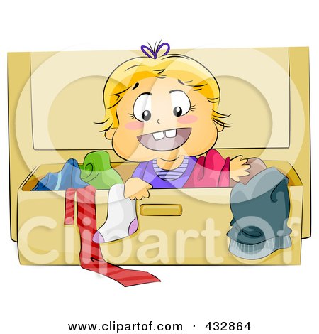 Royalty-Free (RF) Clipart Illustration of a Baby Boy In A Dresser Drawer by BNP Design Studio