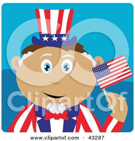 Clipart Illustration of a Latin American Boy In An Uncle Sam Costume by Dennis Holmes Designs