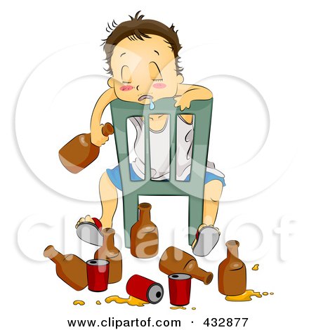 Royalty-Free (RF) Clipart Illustration of a Drunk Man Draped And Drooling Over A Chair by BNP Design Studio