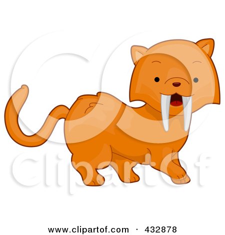 Royalty-Free (RF) Clipart Illustration of a Cute Sabertooth Tiger by BNP Design Studio