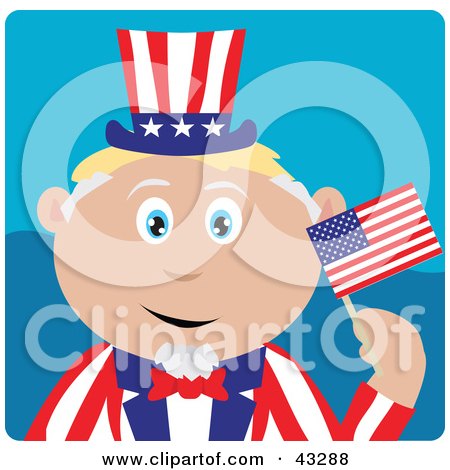 Clipart Illustration of a Caucasian Boy In An Uncle Sam Costume by Dennis Holmes Designs