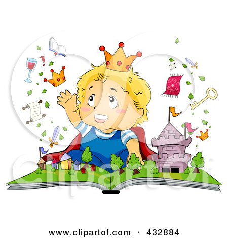 Royalty-Free (RF) Clipart Illustration of a Baby Imagining A Book Coming To Life by BNP Design Studio