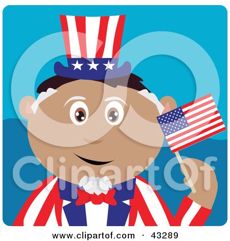 Clipart Illustration of a Hispanic Boy In An Uncle Sam Costume by Dennis Holmes Designs
