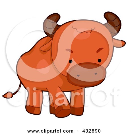 Royalty-Free (RF) Clipart Illustration of a Cute Baby Bull by BNP Design Studio