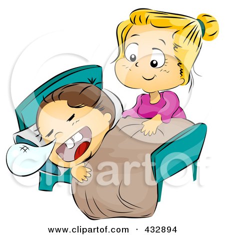 Royalty-Free (RF) Clipart Illustration of a Caring Mom Putting Her Child To Bed by BNP Design Studio