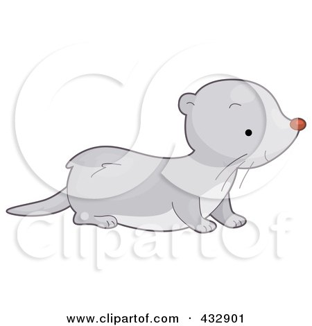 Royalty-Free (RF) Clipart Illustration of a Cute Gray Weasel by BNP Design Studio