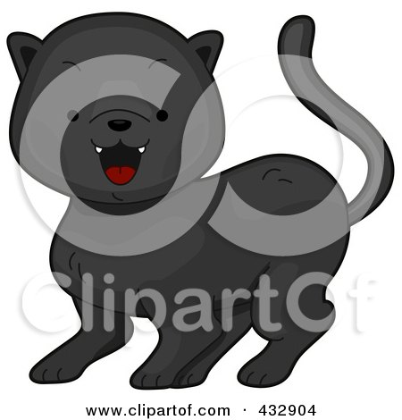 Royalty-Free (RF) Clipart Illustration of a Baby Black Panther Hissing by BNP Design Studio