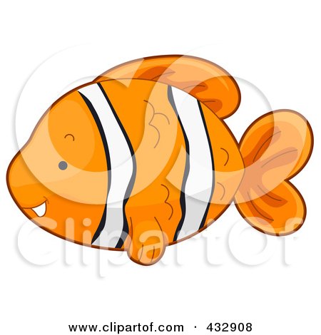 Royalty-Free (RF) Clipart Illustration of a Cute Clownfish In Profile by BNP Design Studio
