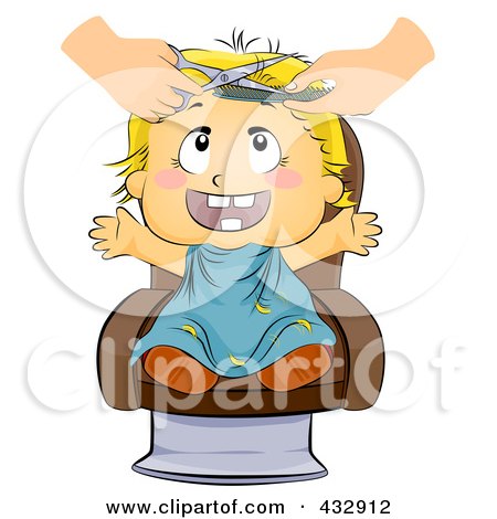 Royalty-Free (RF) Clipart Illustration of a Baby Getting Their First Hair Cut by BNP Design Studio